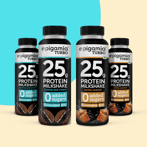 turbo 25 g protein milkshake, cookies & cream and vanilla-caramel, 250 ml - pack of 4