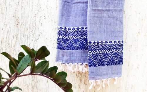 Assam Cotton Stole - Blue