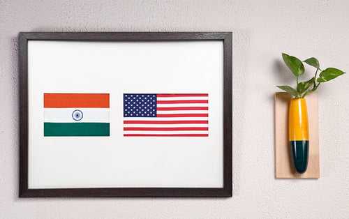 India & United States | Flag Frame | A3 Size