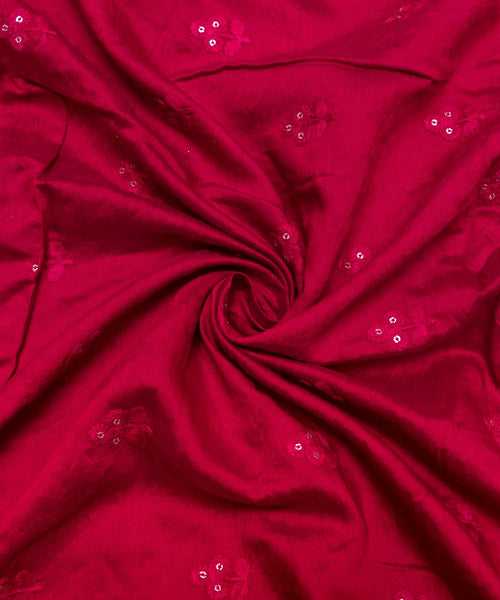 Maroon Embroidered Dolla Silk Fabric