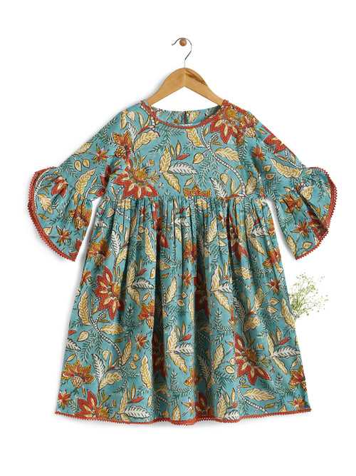 BLUE SUMMER KIDS DRESS W/ HAIRBAND