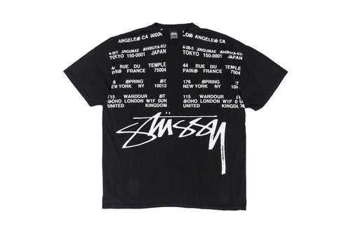 STUSSY LOCATIONS PIGMENT DYED T-SHIRT BLACK
