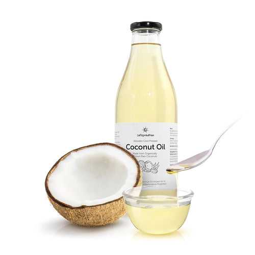 Coconut Oil - 100% Organic, Virgin & Wooden Cold-pressed 1000ml Multipurpose Oil Without Chemicals in a Reusable Glass Bottle (Kachi Ghani)