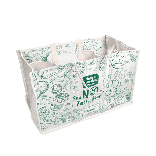Grocery Bag made with Heavy Duty Canvas Cloth - Thoughtfully designed, reusable shopping bag with two printed sides