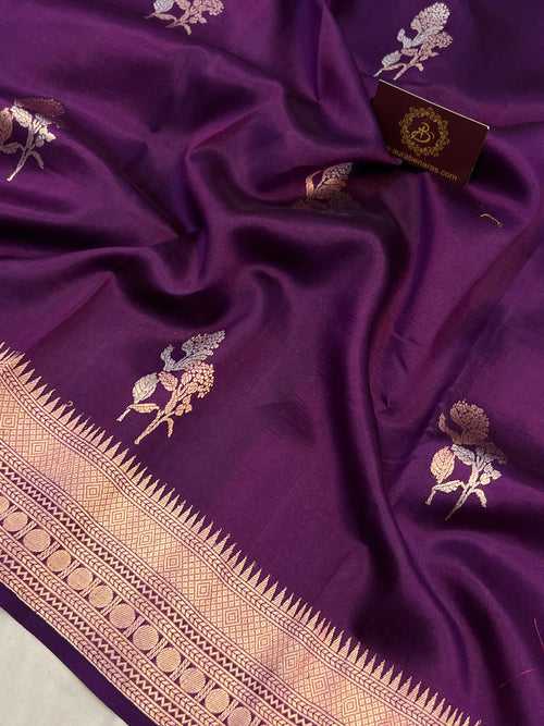 Purple Pure Banarasi Handloom Silk Saree