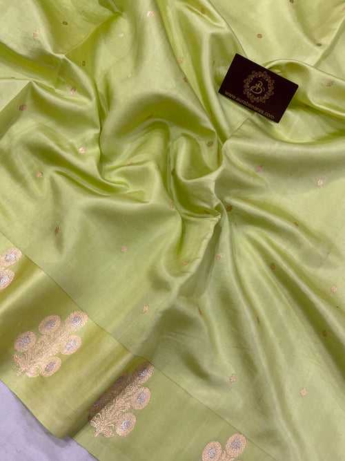 Pastel Pista Green Pure Banarasi Handloom Silk Saree