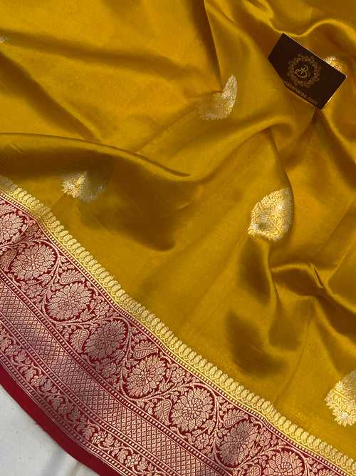 Mustard Yellow Pure Banarasi Handloom Silk Saree