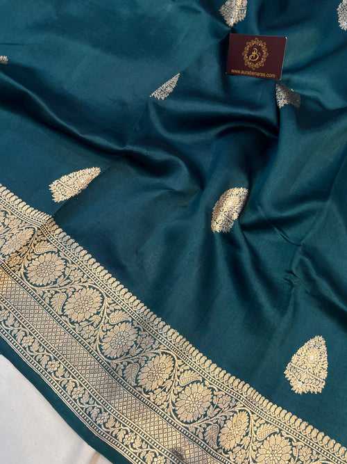 Rama Green Pure Banarasi Handloom Silk Saree