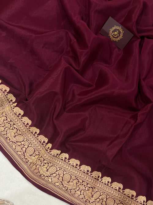 Maroon Pure Banarasi Khaddi Crepe Silk Saree