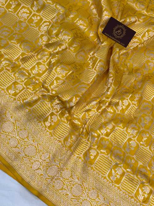 Yellow Pure Banarasi Handloom Katan Silk Saree