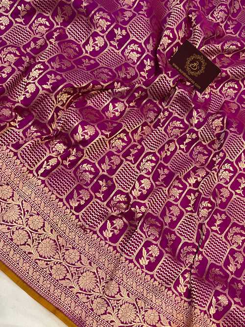 Magenta Purple Pure Banarasi Handloom Katan Silk Saree