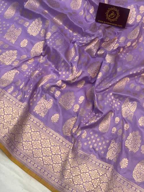 Lavender Pure Banarasi Handloom Katan Silk Saree