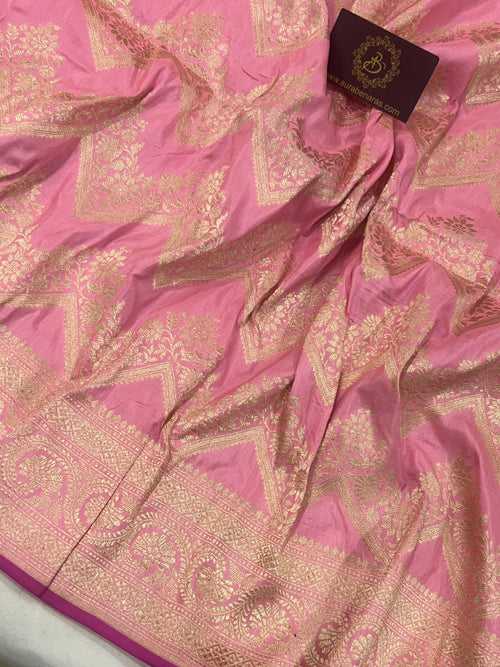 Baby Pink Pure Banarasi Handloom Katan Silk Saree