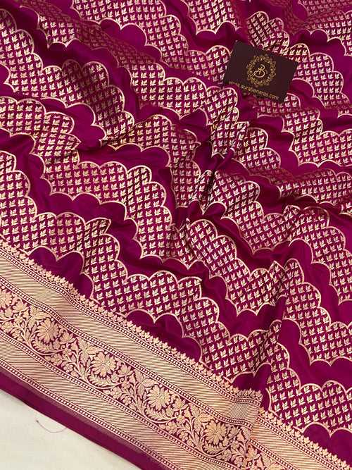 Magenta Purple Pure Banarasi Handloom Katan Silk Saree