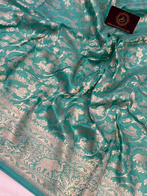 Sea Green Banarasi Handloom Pure Katan Silk Saree