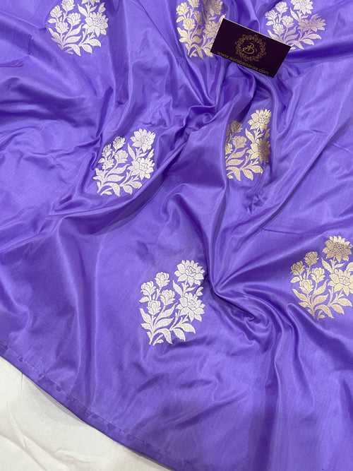 Lilac Pure Banarasi Handloom Katan Silk Saree