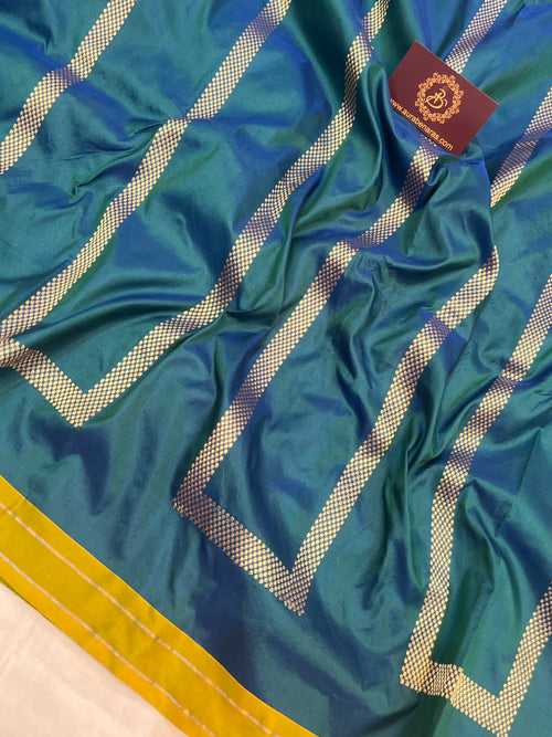 Rama Green Jaal Pure Banarasi Handloom Katan Silk Saree