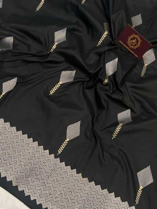 Black Kadwa Banarasi Handloom Pure Katan Silk Saree