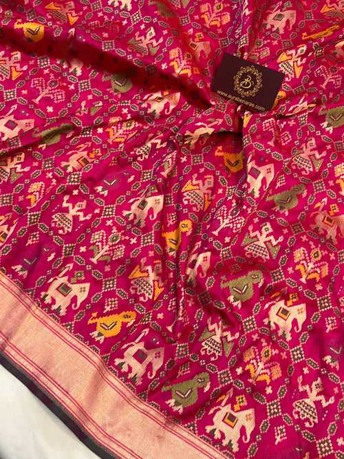 Hot Pink Meenakari Banarasi Handloom Pure Katan Silk Saree