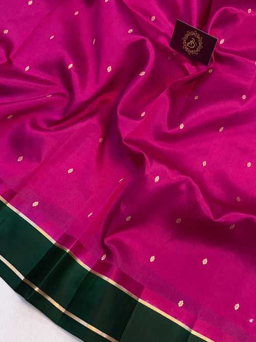 Rani Pink Pure Banarasi Handloom Silk Saree
