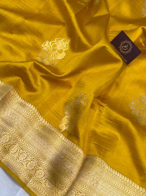 Yellow Pure Banarasi Handloom Silk Saree