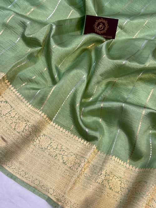 Pista Green Pure Banarasi Handloom Silk Saree