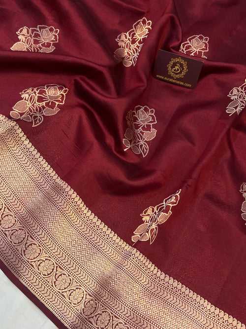 Maroon Pure Banarasi Handloom Silk Saree