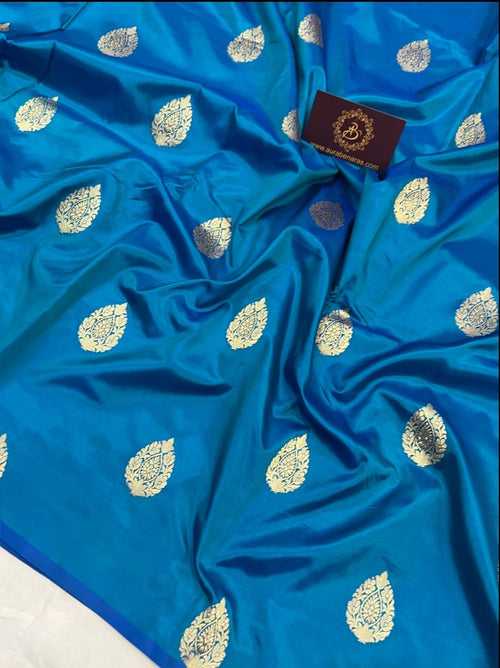 Blue Pure Banarasi Handloom Katan Silk Saree