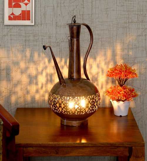 Antique Copper Polished Surai Diya Candle Lantern