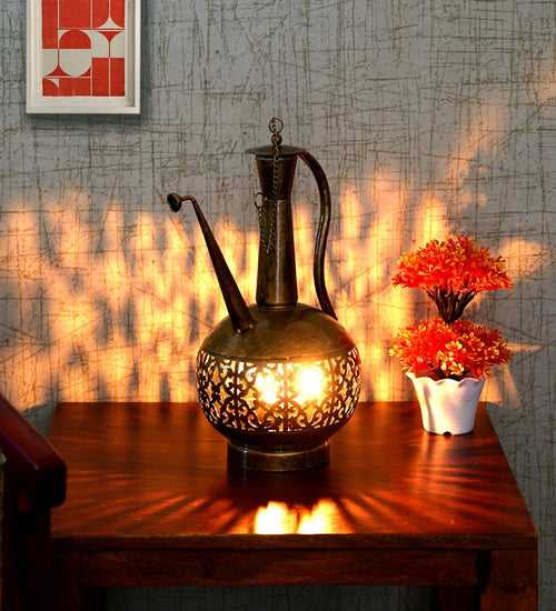 Antique Golden Polished Surai Diya Candle Lantern