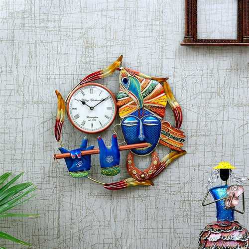 Blue Metal Analog Wall Clock