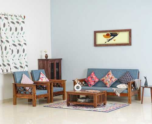 Delhi Sheesham Wood 5 Seater Sofa With Coffee Table-3+1+1+Table