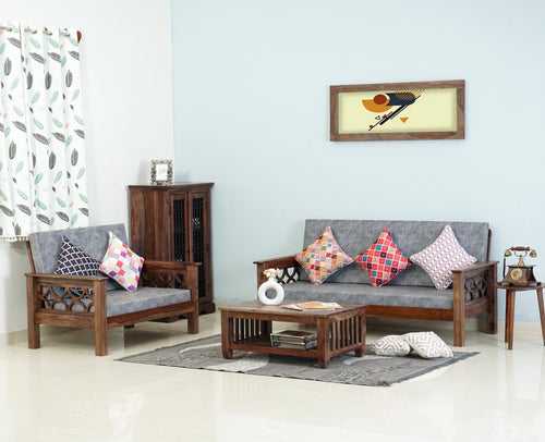Delhi Sheesham Wood 5 Seater Sofa With Coffee Table-3+2+Table
