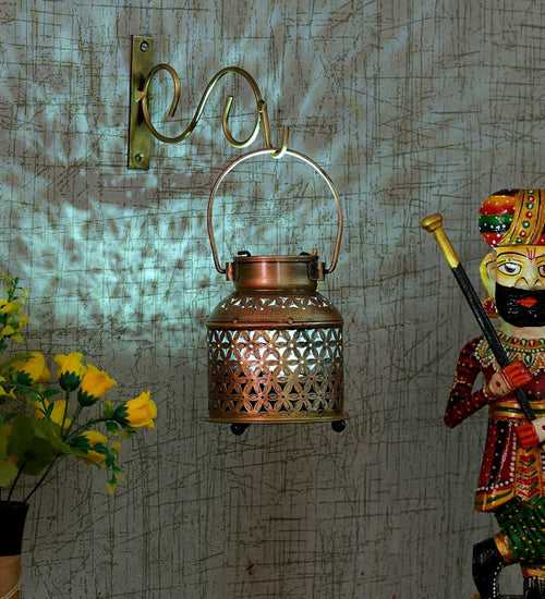 Iron Antique Polished Milkman Bharni Diya Candle Lantern