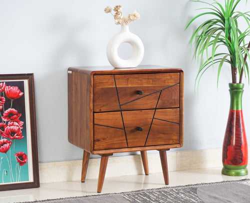 Kolkata Solid Wood Bedside table with Two Drawer