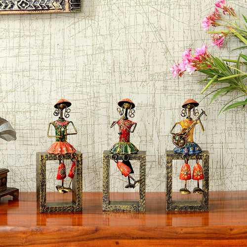 Multicolour Iron Decorative Musician Showpiece Set of 3