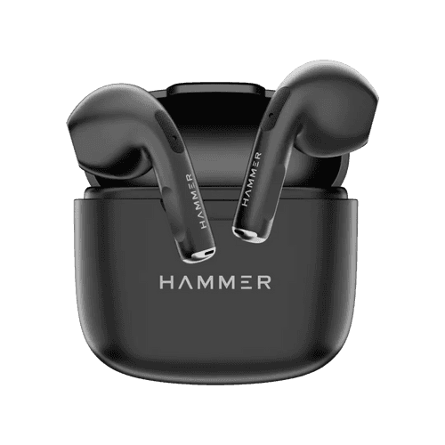 (Refurbished) Hammer KO Mini Bluetooth Earbuds with Touch Controls and Voice Assistant (Black)