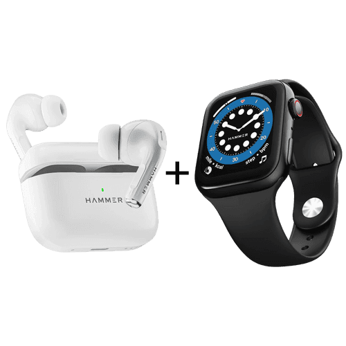 Hammer Aero max Bluetooth Earbuds + Ace 2.0 Smartwatch (Combo)