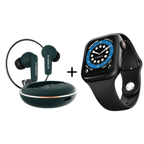 Hammer Airflow Plus TWS Earbuds + Ace 2.0 Bluetooth Smartwatch (Combo)
