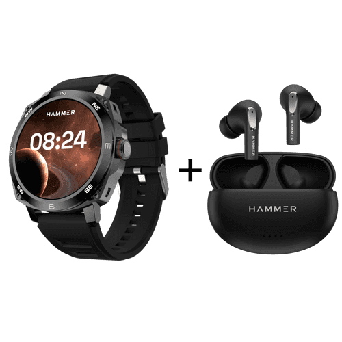 Hammer Fit Pro Bluetooth Smart Watch + Mini Pods TWS Earbuds (Combo)