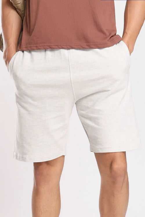 Off White Melange Zip Pocket Shorts