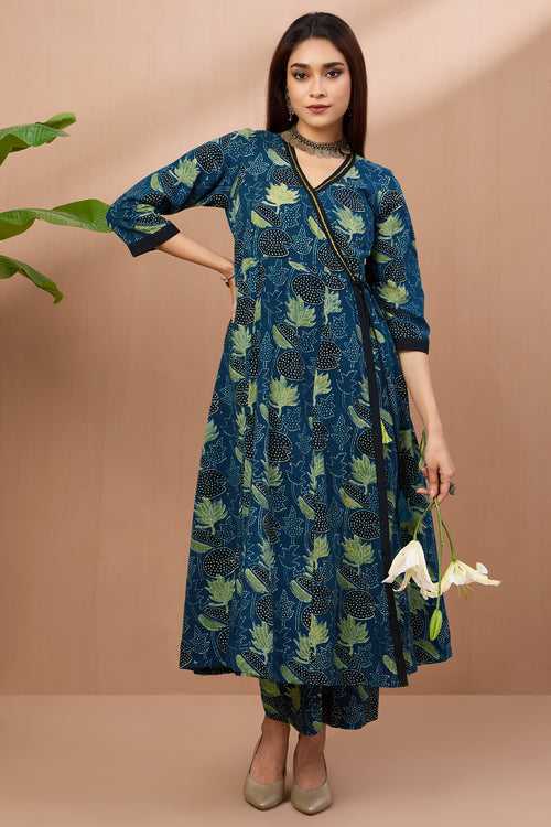 tie up angrakha kurta - cobalt lilies