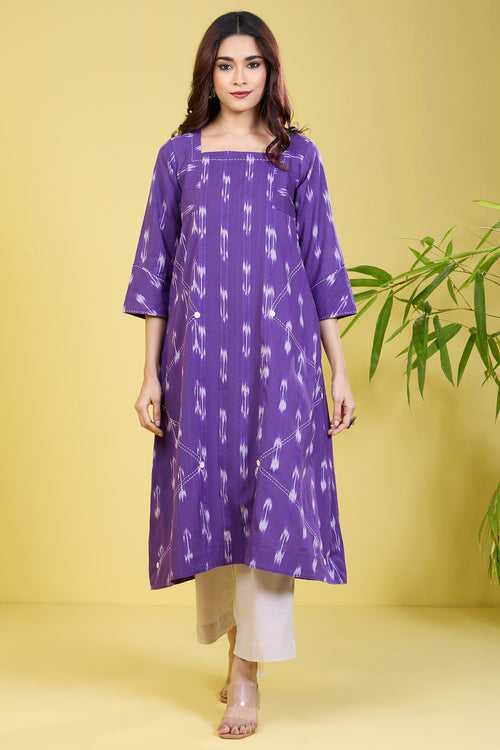 a-line panelled kurta amethyst aura