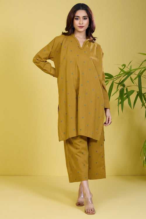 co-ord set leisure ochre tunic golden fern