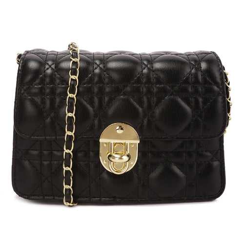 Quilted Metallic Buckle Cluch Bag