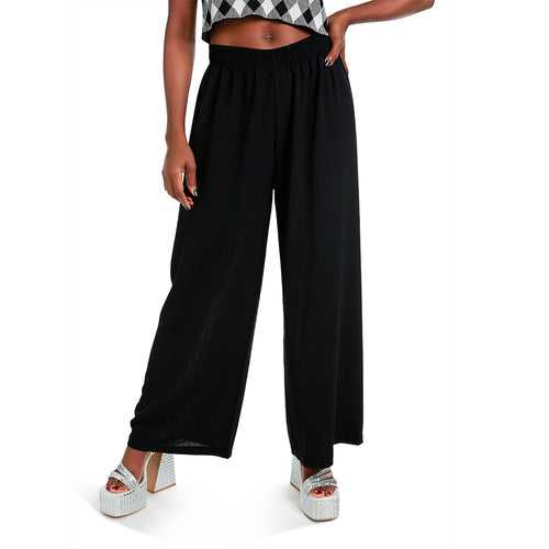 High Waisted Solid Wide Trouser Pants