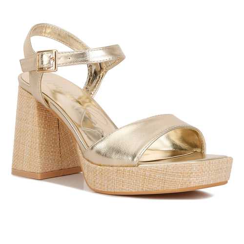 Metallic Block Heel Sandals