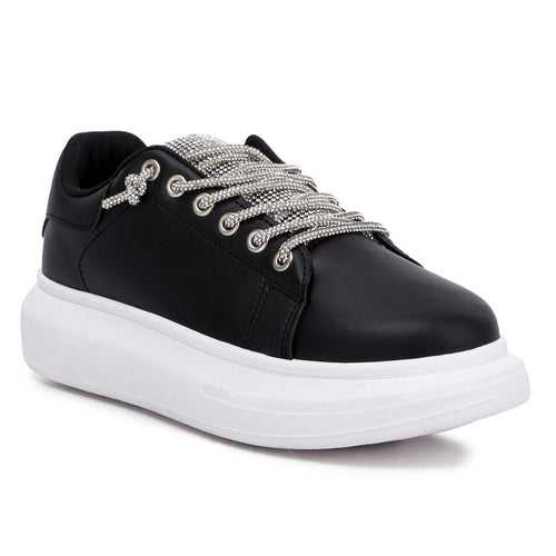 Rhinestones Lace Up Sneakers