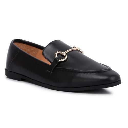 Horsebit Embellished Faux Leather Loafers