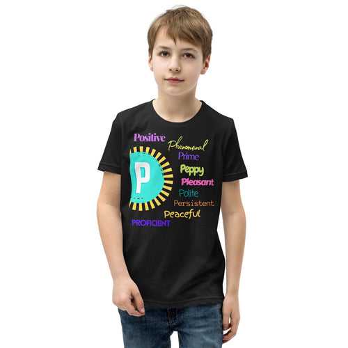 Positive words Name Letter P - Youth Short Sleeve T-Shirt